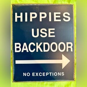 Navy Blue Funny Hippie Metal Sign Wall Art